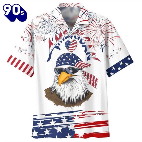 Cool Eagle Merica Heart 4th Of July Patriotic American Flags Aloha  Beach Summer Graphic Prints Button Up Hawaiian Shirt