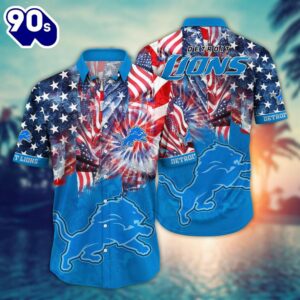 Detroit Lions NFL US Flaq 4th Of July Hawaiian Shirt For Fans Trending Summer Football Shirts 1