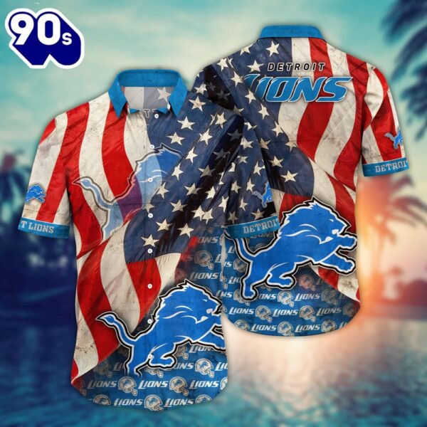 Detroit Lions NFL US Flaq 4th Of July Hawaiian Shirt  For Fans Trending Summer Football Shirts