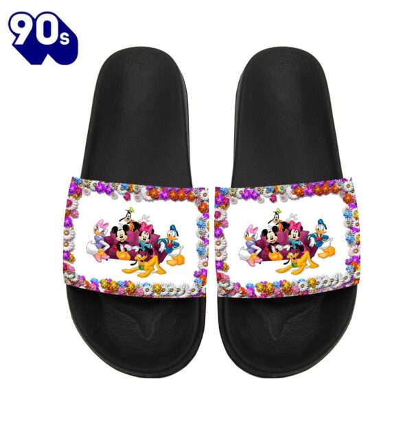 Disney Characters Mickey Minnie Goofy Donald Duck Flowers Gift For Fans Sandals