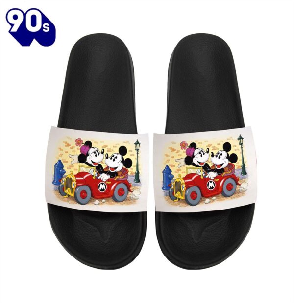 Disney Mickey Minnie Riding Car Gift For Fans Sandals