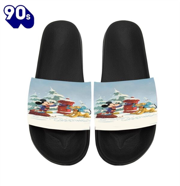 Disney Mickey Mouse Christmas Mickey And Pluto Blue  Gift For Fans Sandals