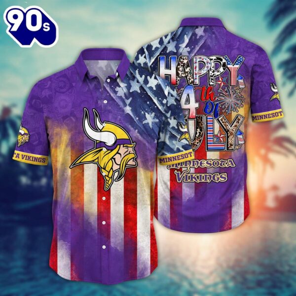 Minnesota Vikings NFL Happy 4th Of July Hawaiian Shirt