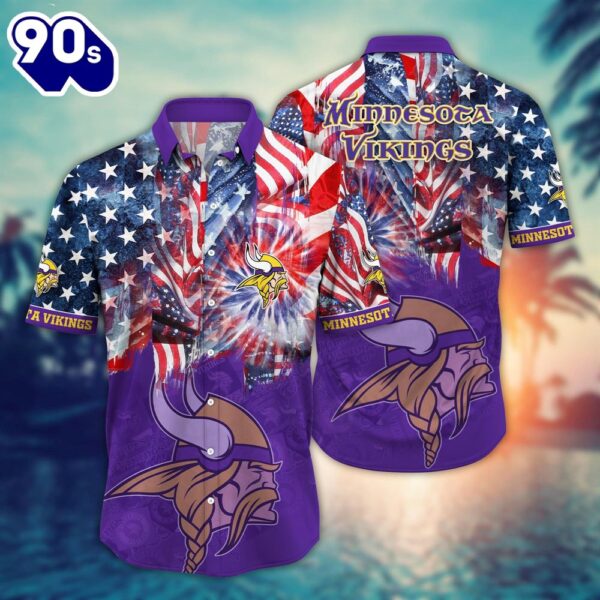 Minnesota Vikings NFL US Flaq 4th Of July Hawaiian Shirt  For Fans Trending Summer Football Shirts