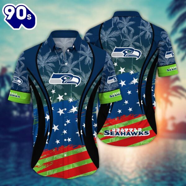 Seattle Seahawks NFL Summer 4th Of July USA Flaq Hawaiian Shirt For Fans