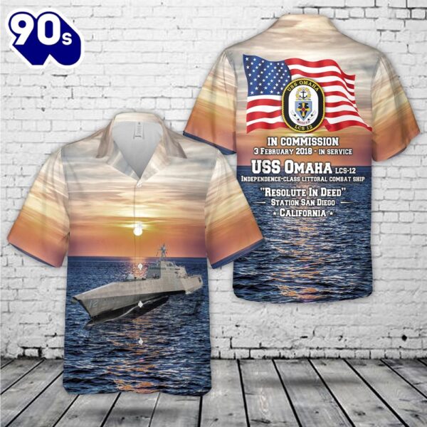 US Navy USS Omaha (LCS-12) Independence-class littoral combat ship Hawaiian Shirt