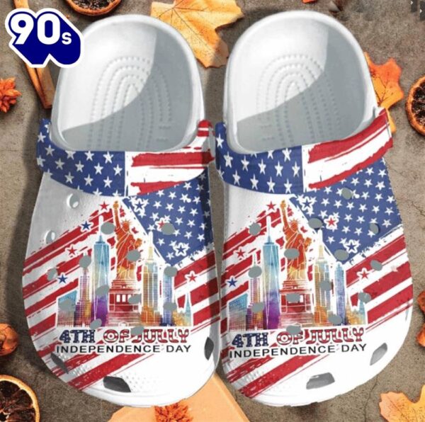 4Th Of July Independence Day Watercolor Clog Shoes