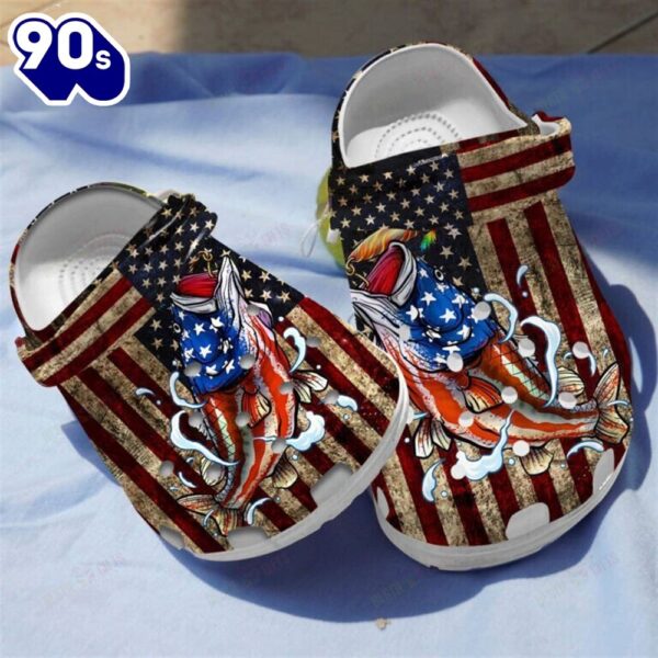 Bass Fish Of American Classic Shoes clogs 4Th Of July Gifts For Men Women