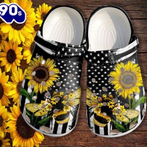 Bee Sunflower America Flag Shoes…