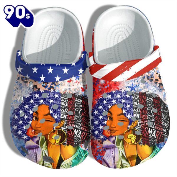 Black Girl Magic African American 4Th Of July Shoes Gift Women – Leopard Queens America Flag Shoes Birthday Gift