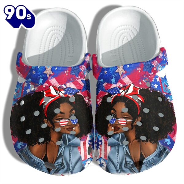 Black Girl Magic America Flag Shoes Gift Women – Strong Teen Black Queen Love 4Th Of July Shoes Birthday Gift Grandaughter