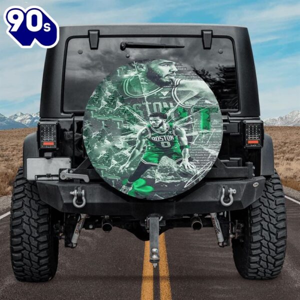 Boston Celtics Jayson Tatum Crack Glass Car Spare Tire Cover