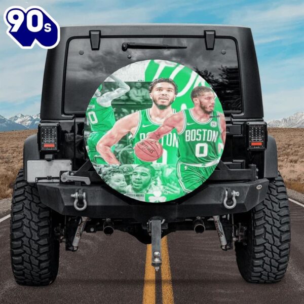 Boston Celtics Jayson Tatum Trophy Green Car Spare Tire Cover