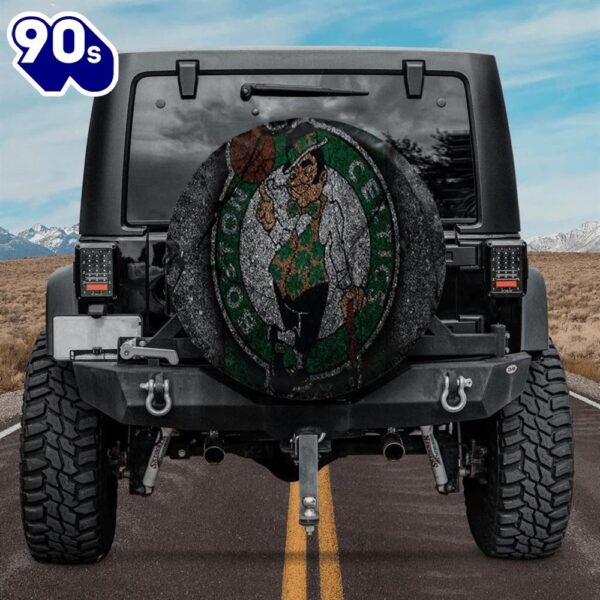 Boston Celtics Logo Crack Stone Car Spare Tire Cover