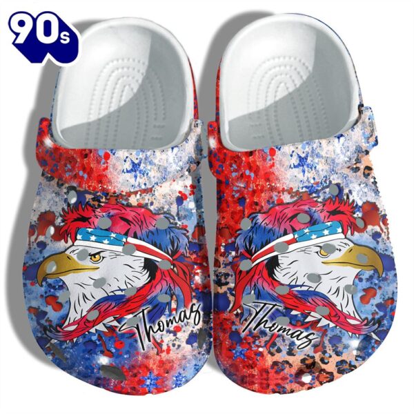 Brave Eagle Hawk America Flag Shoes Customize Name- Veterans Proud Personalized Name 4Th Of July Shoes Birthday Gift