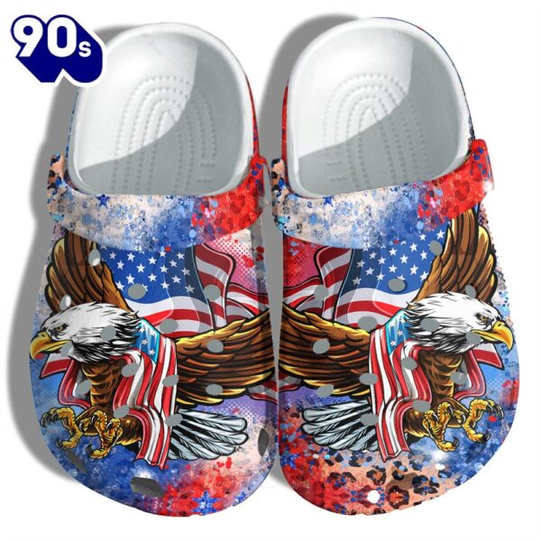 Brave Eagle Hawk America Flag Shoes Gift Women – Leopard Tie Dye 4Th Of July Shoes Birthday Gift