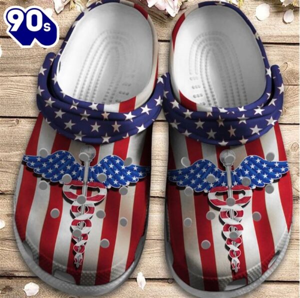 Caduceus Us Shoes 4Th Of July – Nurse Shoe Outdoor Shoes Birthday Gift For Women Men