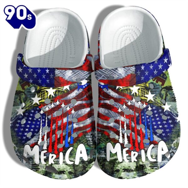 Camo Military Aircraft 4Th Of July Shoes Gift Women – Merica Veterans Planes Star America Flag Shoes Birthday Gift