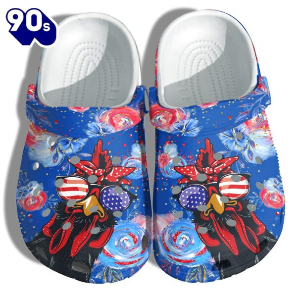 Chicken Flower America Flag Shoes Gift Women – Funny Stop Staring At My Cock 4Th Of July Shoes Birthday Gift