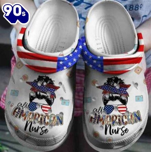 Cool Girl Glasses American Nurse 4Th Of July Crocband Clogs