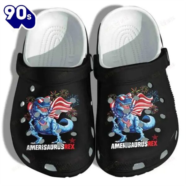 Dinosaur 4Th July Amerisaurus Rex Black Crocband Clogs