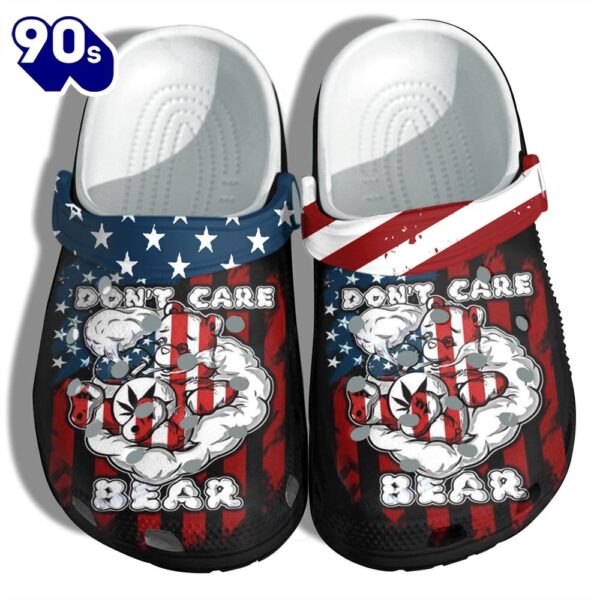 Dont Care Bear 420 America Flag Shoes Funny Gift – Funny Smoking Weed 4Th Of July Shoes Birthday Gift