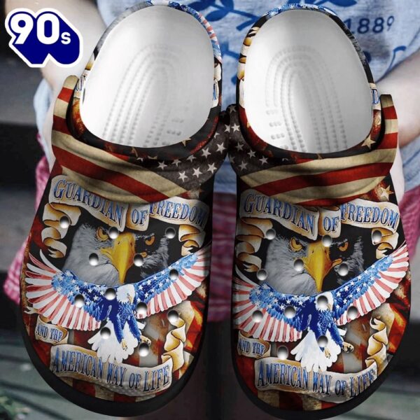 Eagle Guardian Of Freedom American Flag 4Th Of July Crocband Clogs