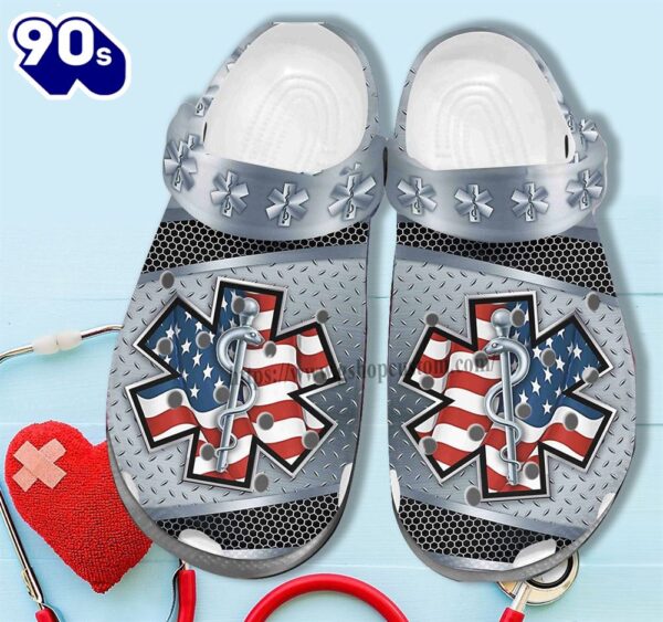 Ems Worker America Shoes Gift Men Women – Ems Usa Flag 4Th Of July Shoes Croc Clogs Gifts