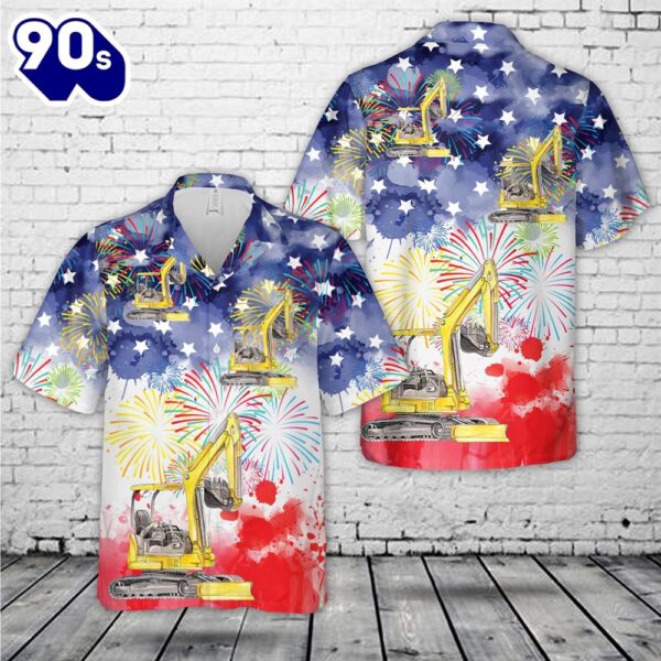 Excavator Backhoe construction, 4th Of July Hawaiian Shirt