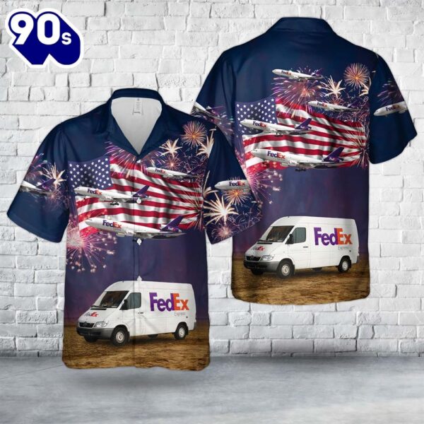 FedEx Express Delivery Van, 4th Of July Hawaiian Shirt