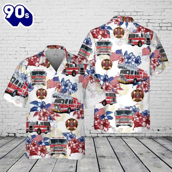 Firefighter Fire Truck, 4th Of July Pocket Hawaiian Shirt