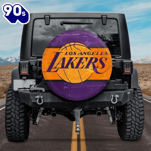 Los Angeles Lakers Logo Art Car Spare Tire Cover Gifts For Fan