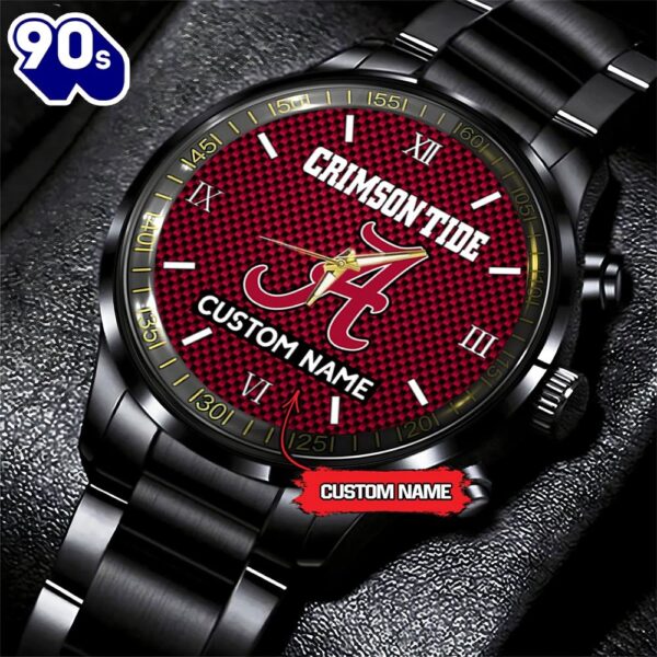 NCAA Alabama Crimson Tide Football Game Time Custom Black Fashion Watch
