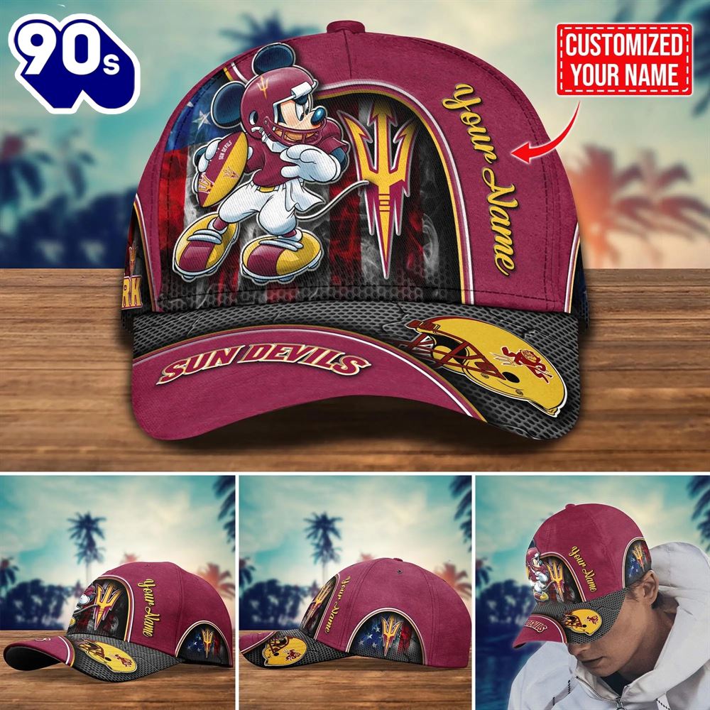 NCAA Arizona State Sun Devils Mickey New Arrivals Custom Cap NCAA Arizona State Sun Devils Mickey New Arrivals Custom Cap