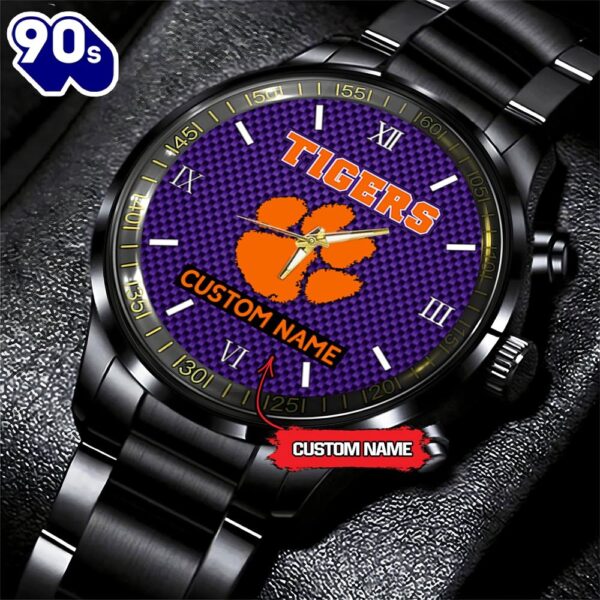 NCAA Clemson Tigers Football Game Time Custom Black Fashion Watch