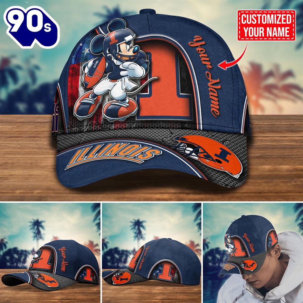 NCAA Illinois Fighting Illini Mickey New Arrivals Custom Cap NCAA Illinois Fighting Illini Mickey New Arrivals Custom Cap