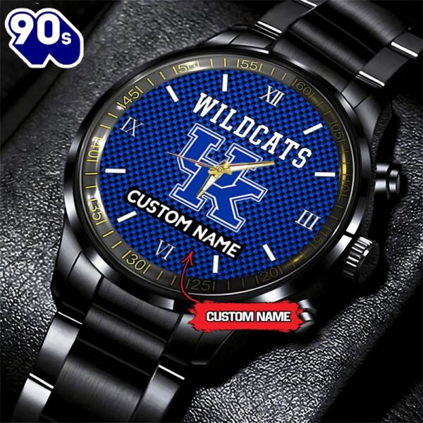 NCAA Kentucky Wildcats Football Game Time Custom Black Fashion Watch