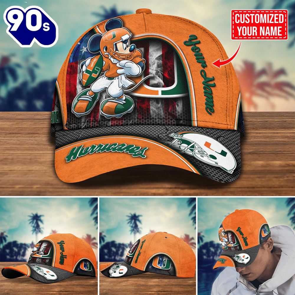 NCAA Miami Hurricanes Mickey New Arrivals Custom Cap NCAA Miami Hurricanes Mickey New Arrivals Custom Cap