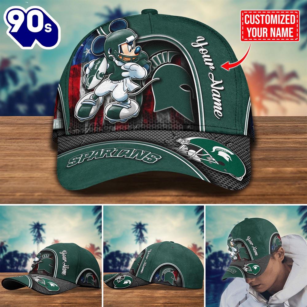 NCAA Michigan State Spartans Mickey New Arrivals Custom Cap NCAA Michigan State Spartans Mickey New Arrivals Custom Cap