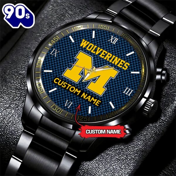 NCAA Michigan Wolverines Football Game Time Custom Black Fashion Watch