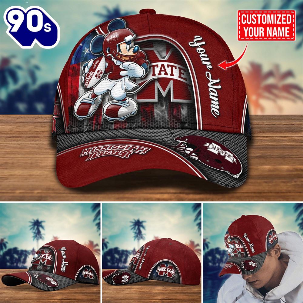 NCAA Mississippi State Bulldogs Mickey New Arrivals Custom Cap NCAA Mississippi State Bulldogs Mickey New Arrivals Custom Cap
