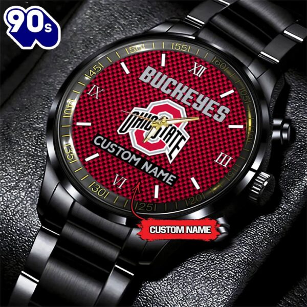 NCAA Ohio State Buckeyes Football Game Time Custom Black Fashion Watch
