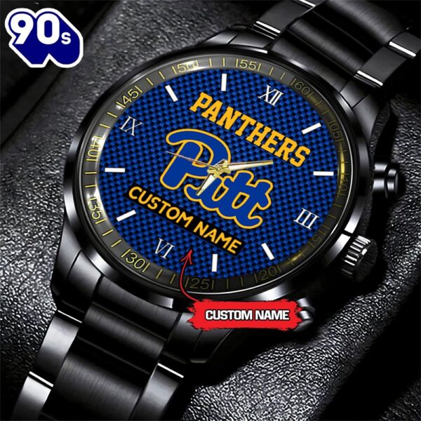 NCAA Pittsburgh Panthers Football Game Time Custom Black Fashion Watch