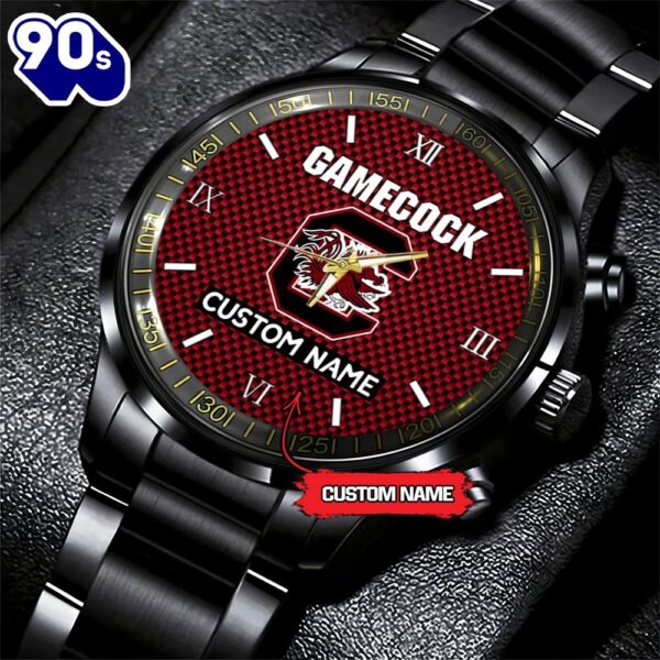 NCAA South Carolina Gamecocks Football Game Time Custom Black Fashion Watch