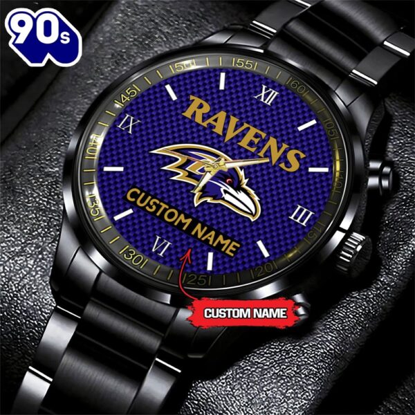 NFL Baltimore Ravens Football Game Time Custom Black Fashion Watch