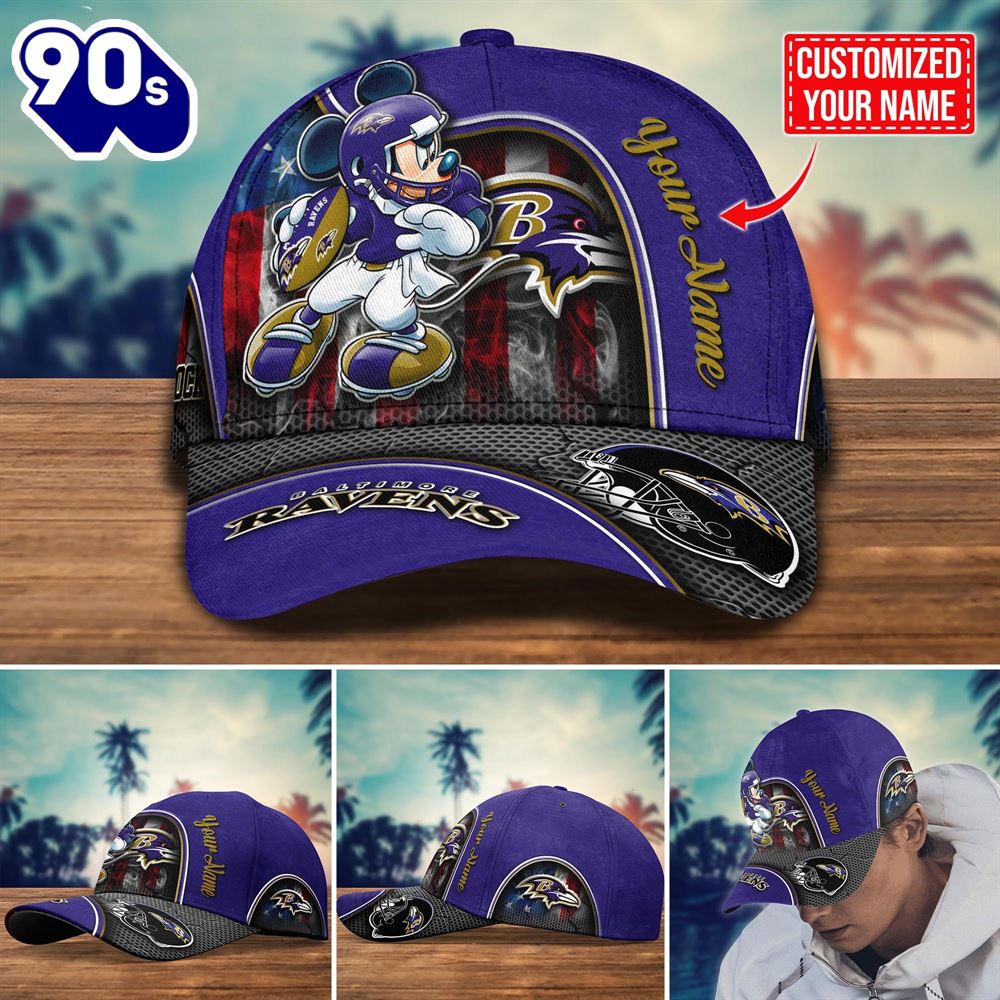 NFL Baltimore Ravens Mickey New Arrivals Custom Cap NFL Baltimore Ravens Mickey New Arrivals Custom Cap
