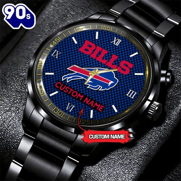 NFL Buffalo Bills Football Game Time Custom Black Fashion Watch