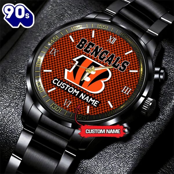 NFL Cincinnati Bengals Football Game Time Custom Black Fashion Watch