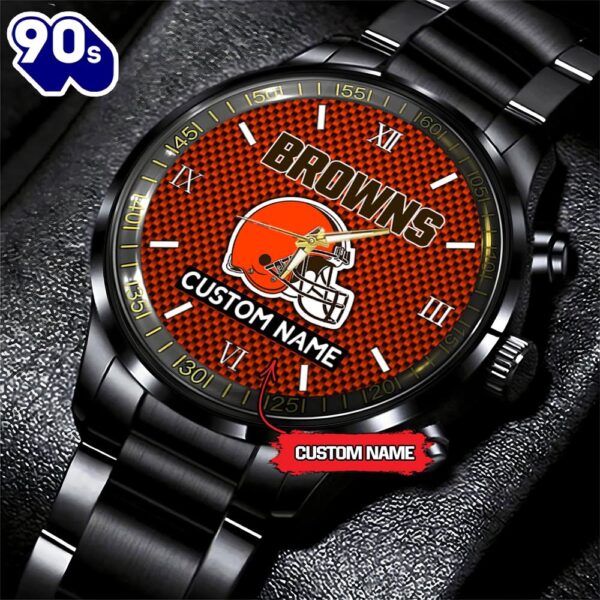 NFL Cleveland Browns Football Game Time Custom Black Fashion Watch
