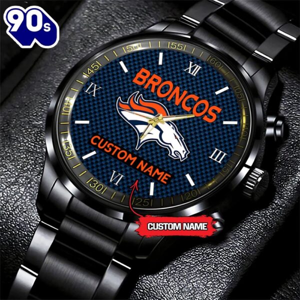 NFL Denver Broncos Football Game Time Custom Black Fashion Watch
